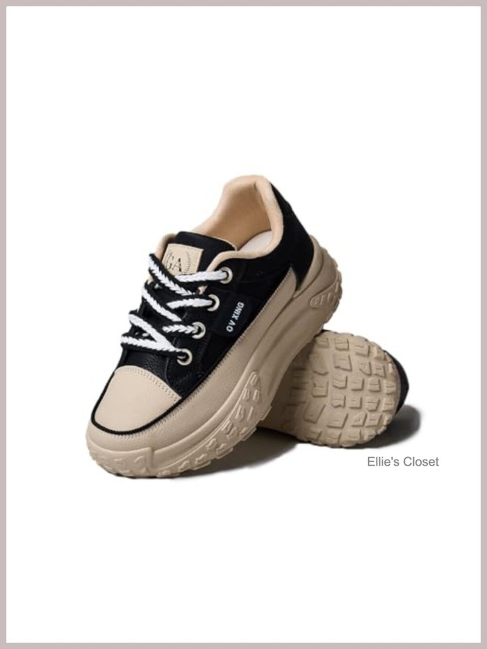 Chunky Platform Sneakers Lace Up Non Slip Women's Casual Shoes Faux Leather